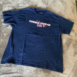 HAWAII FIVE-O Mens Sort Sleeve Cotton XL Screen Print Tee, Navy Blue